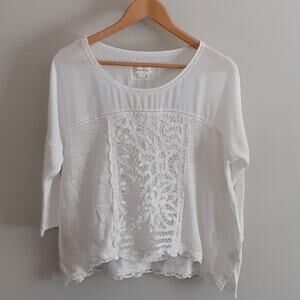 MEADOW RUE ANTHROPOLOGIE  BOHO WHITE CROCHET LACE medium